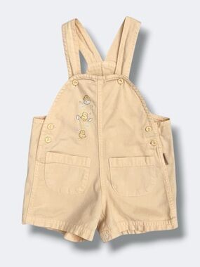 Vintage Campanita Baby Shortalls 12M Yellow Chick Embroidery Easter Romper